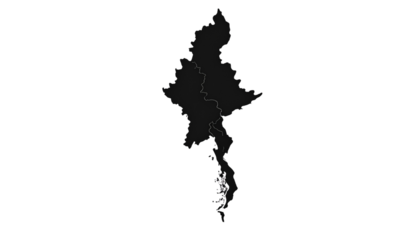 Modern Myanmar Outline Map in Simple Black Silhouette