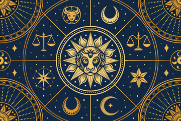 Astrology Zodiac Symbols Bold Gold Professional Photo Suitable for Design