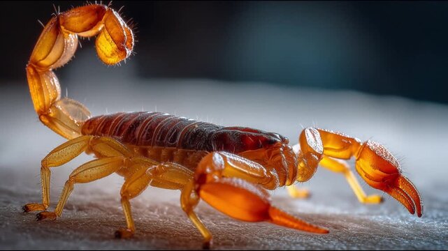 Detailed Macro View of a Scorpion with Raised Stinger