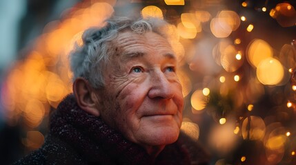 Man with a beard and gray hair is smiling at the camera. He is wearing a red scarf and a black coat