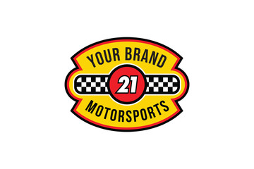 Vintage Racing Club Badge Logo Designs with Checkered Flags & Bold Type