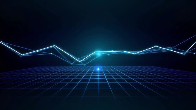 Animated glowing wave graph representing financial growth, data patterns, analytics, and futuristic technology.