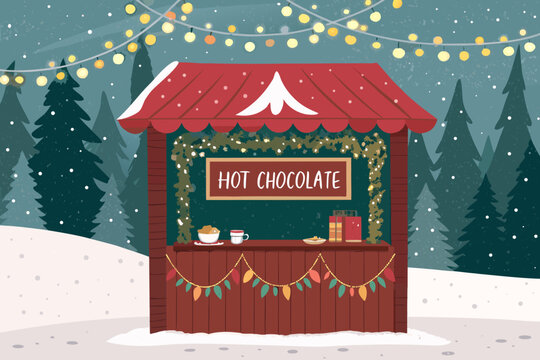 Depicting Hot Chocolate Booth Festiv Stunning Premium Digital Asset