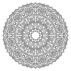 Outline creative Mandala for Coloring Book Page. Oriental Mandala vector. Mandala Coloring book line art. Hand drawn doodle mandala design