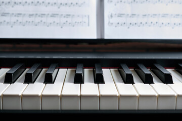Close up of piano keys, partially shown