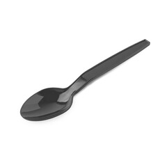 Black Plastic Spoon Isolated on White Background.