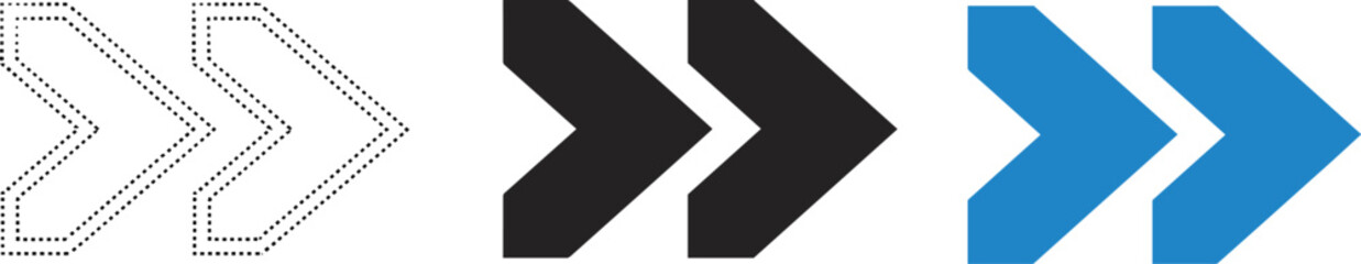 Fototapeta premium Arrow icon set, direction symbol graphic, forward navigation sign, vector pointer design, minimal style arrows, blue and black arrows