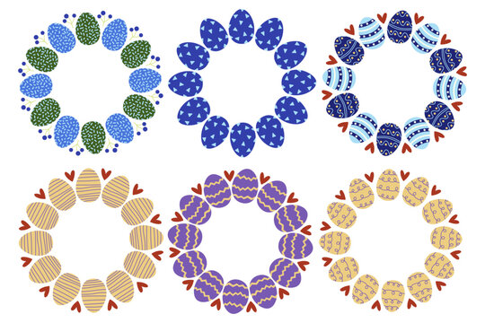 Creative Easter egg wreath designs featuring colorful patterns and shapes during springtime celebrations