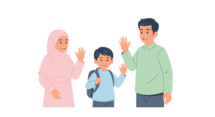 Fototapeta premium Family greeting with cheerful expressions emphasizing connection and warmth