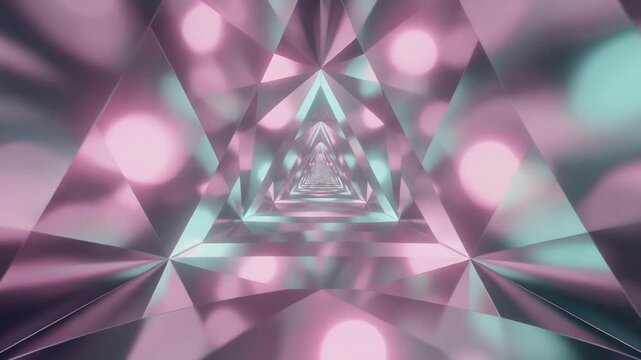 Infinite Breathing Prism Tunnel Loop | 4K VJ Background, Neon Pink Cyan Abstract Future Trance