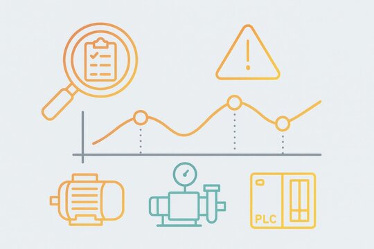 Analytical tools and industrial machinery components illustrate risk assessment and performance management in advanced manufacturing showcasing operational efficiency