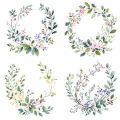 Wreath of leaves watercolor