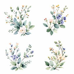 Floral background with flowers, Floral vector background with flowers and leaves