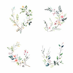 Floral vector background with flowers and leaves