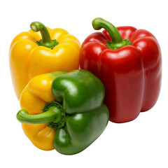 Vibrant trio of bell peppers fresh red yellow and green produce isolated for healthy eating isolated on transparent background