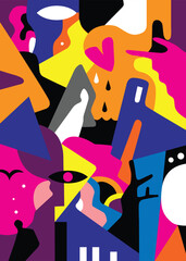  People mental illness , psychology issues abstract vector background