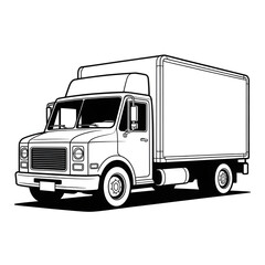 Dalivery truck illustration vector style coloring page