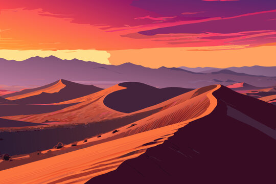 Crisp Landscape Bold Desert Dunes With Lon Premium Digital Asset
