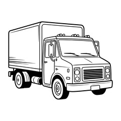 Dalivery truck illustration vector style coloring page 