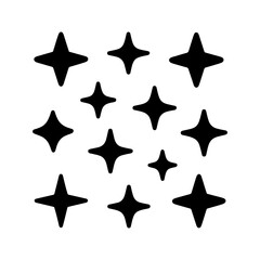 Black star shapes create an abstract design on a white background for modern aesthetic appeal