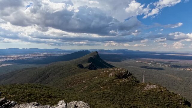 Mount Abrupt Summit in Grampians National Park, Victoria, Australia - Rugged Peak Overlooking Eucalypt Forests and Rolling Ranges