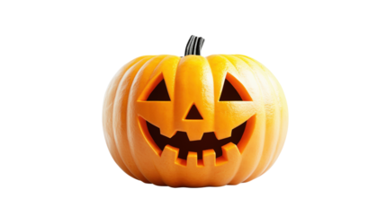 Carved Halloween Pumpkin Face isolated on a transparent background 1