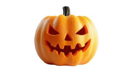 Carved Halloween Pumpkin Face isolated on a transparent background 2