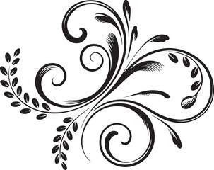 Flourish Ornament Decorative Floral Swirl Branch Frame Element for Invitation Card Decoration Background and Elegant Retro Style Design