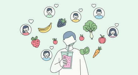 Delightful illustration of healthy lifestyle choices with colorful fruits