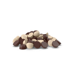 A small pile of black and white chocolate chip