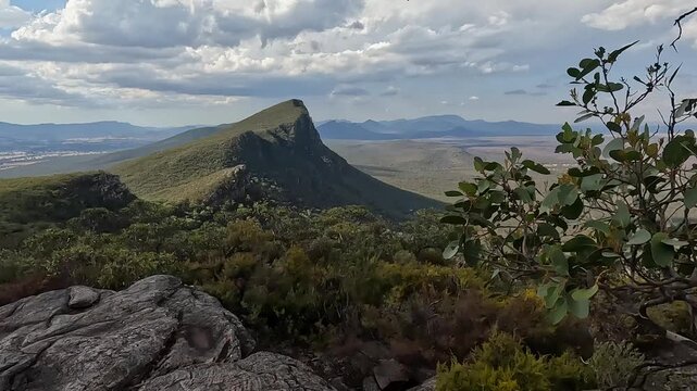 Mount Abrupt Summit in Grampians National Park, Victoria, Australia - Rugged Peak Overlooking Eucalypt Forests and Rolling Ranges