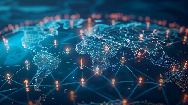 Global network connections illustrating digital connectivity and data flow