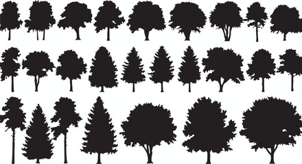 Assortment of Tree Silhouettes for Landscaping Projects A Natural Selection of Vector Designs for Environmental Awareness