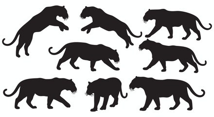 Obraz premium Black Panther Silhouettes A Dynamic Set of Wildlife Illustrations for Creative Graphic Projects and Designs in Vectors