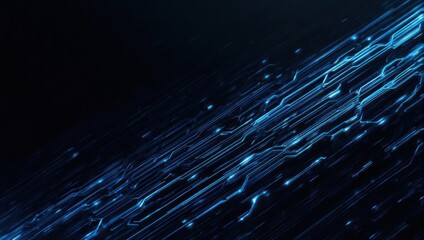 Abstract Blue Light Trails on Dark Background.