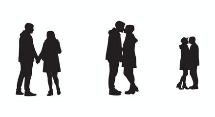 Capturing the timeless concept of human connection through intimate couple silhouettes, symbolizing romantic bonds, shared moments, and profound affection in a graphic illustration.
