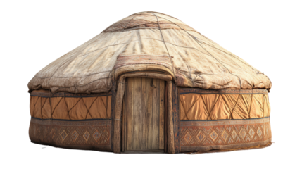 Traditional Kazakh Yurt isolated on a transparent background 