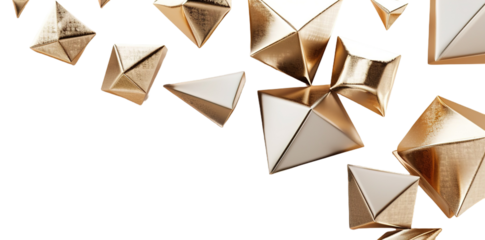 Gold triangles arranged in a dynamic pattern form a thin, modern header design. Ideal for digital projects, this element enhances visual appeal with its elegant appearance