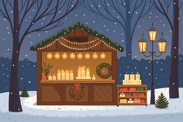 Elegant Scene Winter Holiday Candle Shop Booth Professional Photo