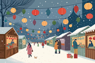 Scene People Shopping Winter Holida Premium Digital Asset Great for Commercial Projects