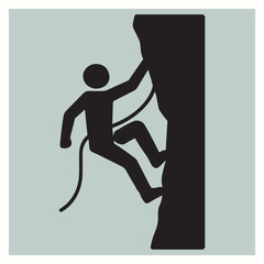 Rock Climbing Man Silhouette Icon Vector Illustration