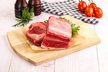 Raw beef rib for cooking