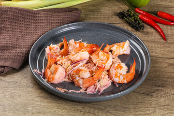 Shrimp cocktail with salad and sauce