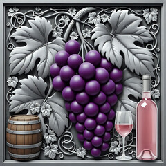 Naklejka premium Grapes and wine I Wall Decor 