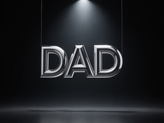 Celebrate Dad with this shining chrome 'DAD' word art, the perfect Father's Day tribute or gift idea with a modern, sleek aesthetic perfect for social media