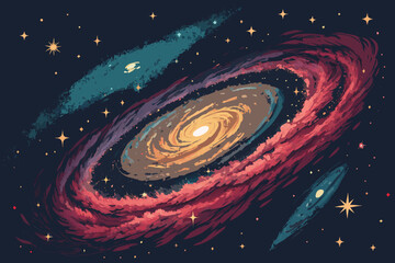 Showcasing Stylized Galaxy Spiral With Sharp Strokes Elegant Creative Visual