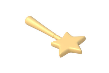 Conjuring stick isolated on white background. Magic wand. Enchanting rod. 3d render