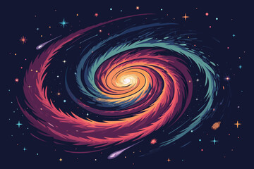 Dynamic Stylized Galaxy Spiral With Sharp Strokes Professional Photo