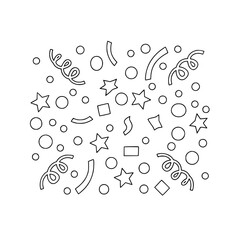 Party Confetti and Streamers Doodle Background Hand Drawn Vector Pattern