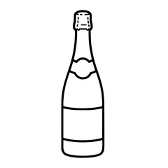 Champagne or Sparkling Wine Bottle Outline Icon Vector Isolated